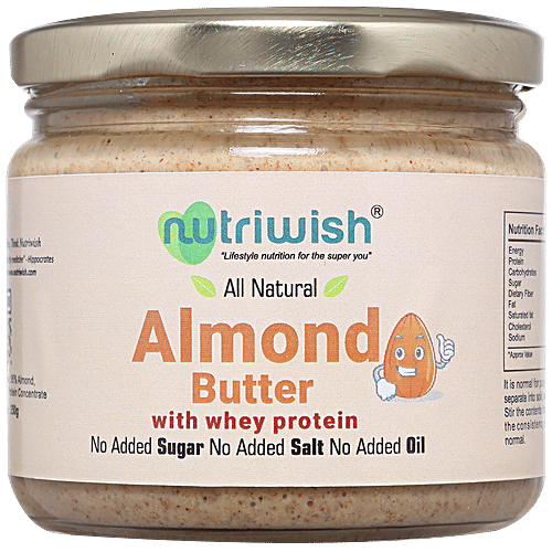 NUTRIWISH Almond Butter With Whey Protein, 250 g  