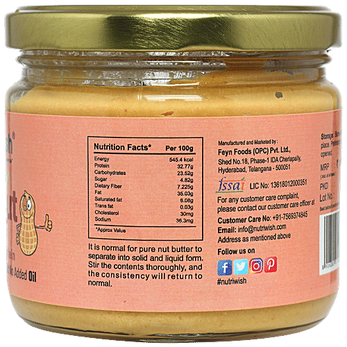 NUTRIWISH Peanut Butter With Whey Protein, 250 g  