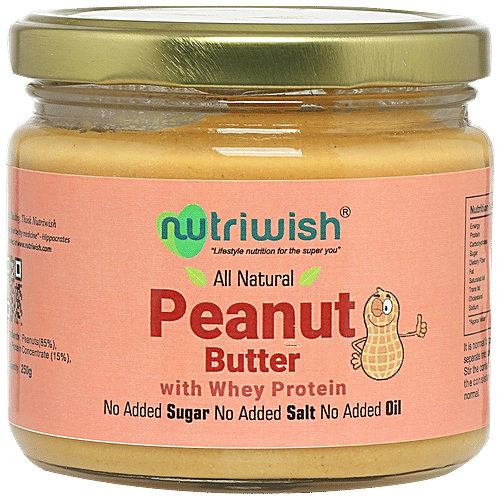NUTRIWISH Peanut Butter With Whey Protein, 250 g  
