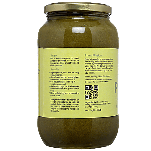 NUTRIWISH Peanut Butter With Whey Protein & Moringa, 1 kg  