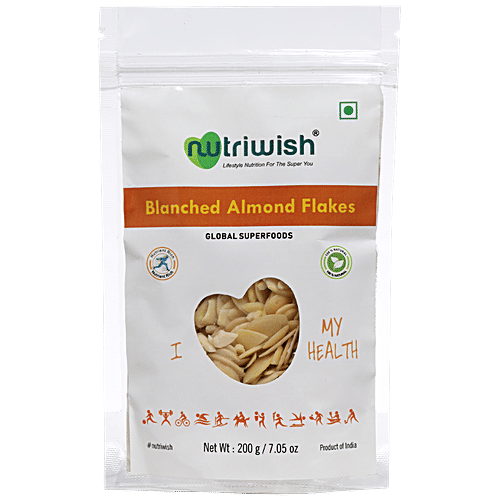 NUTRIWISH Blanched Almond Flakes, 200 g  