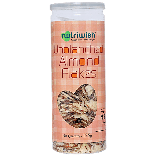 NUTRIWISH Unblanched Almond Flakes, 125 g  