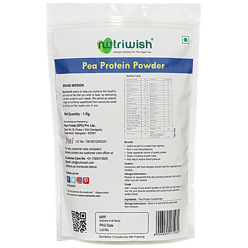 NUTRIWISH Pea Protein Powder, 1 kg  