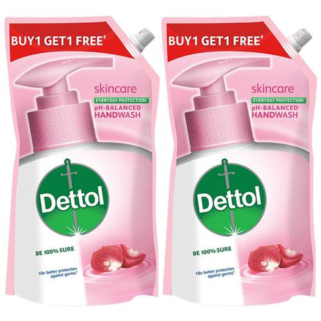 Dettol Liquid Handwash Refill - Skincare Moisturizing Hand Wash  | Antibacterial Formula | 10x Better Germ Protection, 675 ml (Buy 1 Get 1 Free - 675ml each)