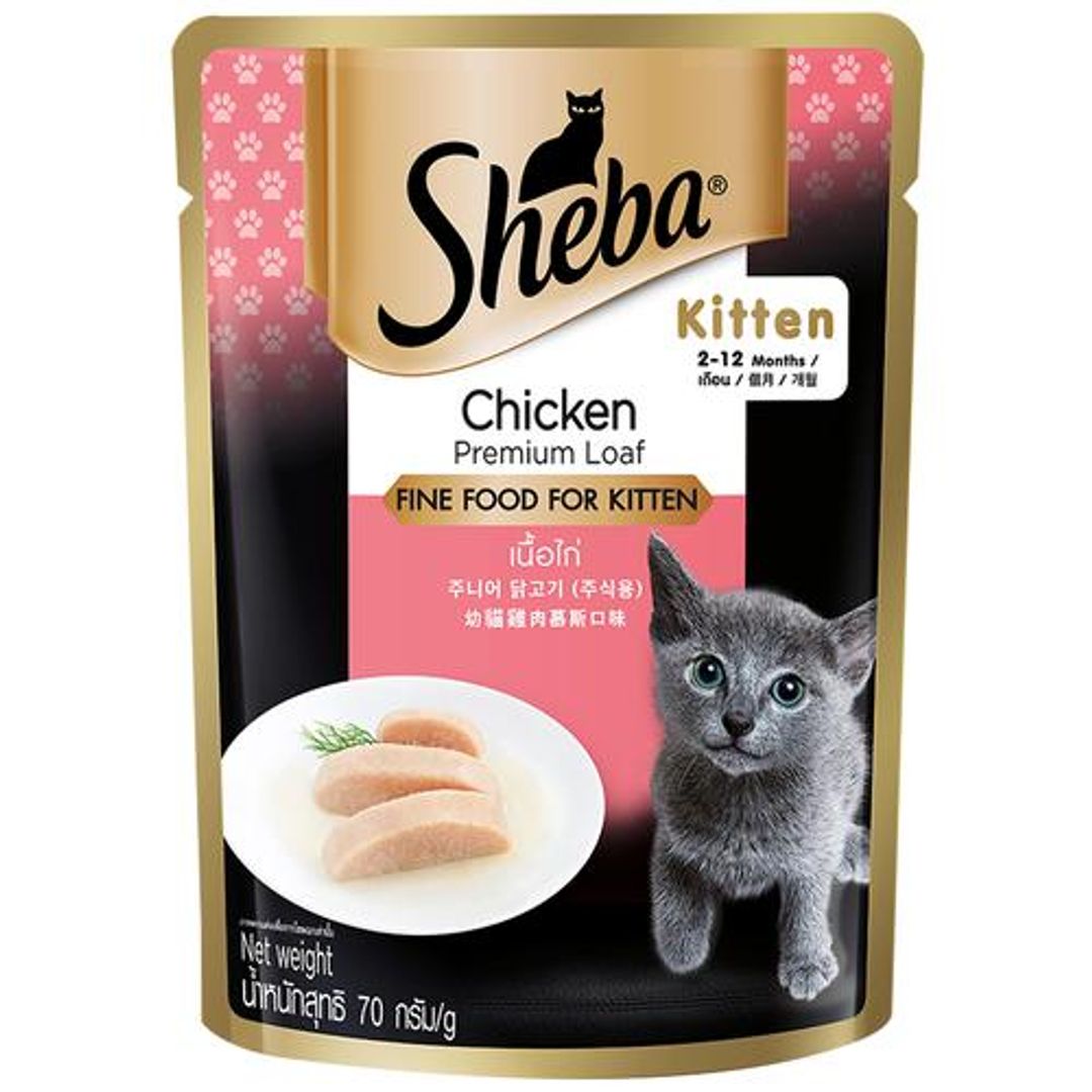 SHEBA Rich Premium Kitten Fine Wet Cat Food, Chicken Loaf - 2-12 Months, 70 g 
