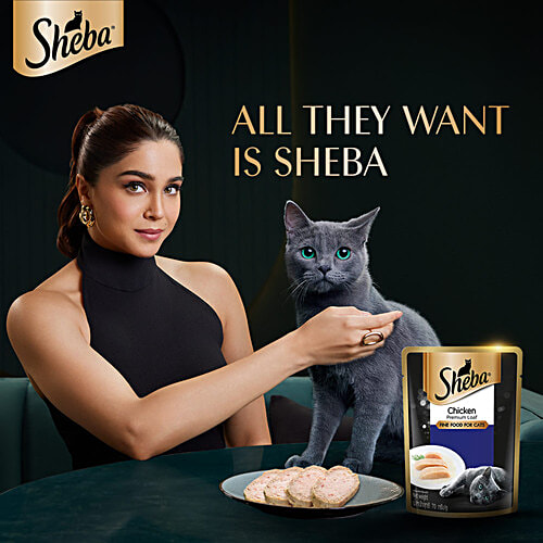 Sheba Fine Premium Adult 1+ Years Wet Cat Food - Chicken Premium Loaf, 70 g High-Moisture Wet Cat Food, Premium Cat Food, Real Chicken Recipe