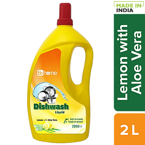 BB Home Dishwash Liquid - Lemon With Aloe Vera, 2 L  