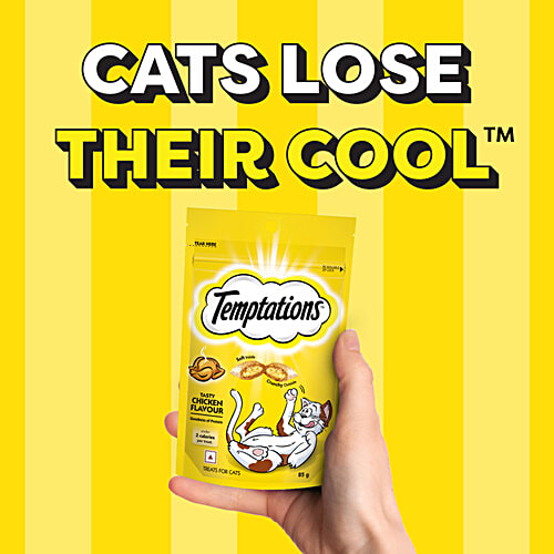 Temptations Crunchy Cat Treats - Tasty Chicken Flavour, 85 g  Goodness of Protein, Vitamins & Minerals