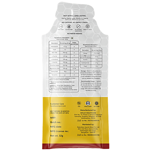 Azani Active Nutrition Energy Gel - Honey Based, 480 g (Pack of 3) 