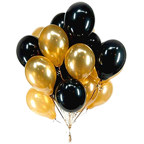 Hankley Premium Metallic Balloons - For Decoration, Golden & Black, 50 pcs Decorative Items, For Birthday, Anniversary
