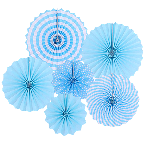 Hankley Paper Fan - For Decoration, Assorted Colour, 6 pcs  Decorative Items, For Birthday, Anniversary Party