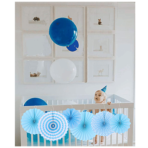 Hankley Paper Fan - For Decoration, Assorted Colour, 6 pcs  Decorative Items, For Birthday, Anniversary Party