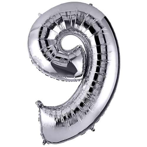 Hankley Hanging Foil Balloon - No. 9, For Birthday, Anniversary, Silver, 2 pcs  Decorative Items