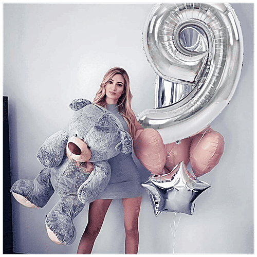 Hankley Hanging Foil Balloon - No. 9, For Birthday, Anniversary, Silver, 2 pcs  Decorative Items