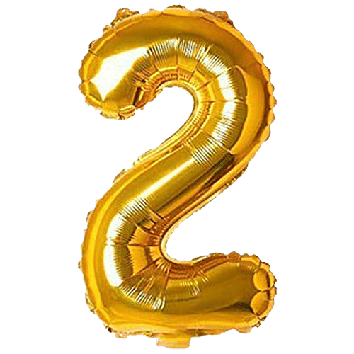 Hankley Hanging Foil Balloon - No. 2, For Birthday, Anniversary, Golden, 2 pcs  Decorative Items