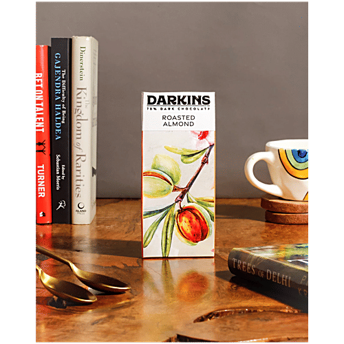 Darkins 70% Artisanal Dark Chocolate With Roasted Almonds, 50 g  Smooth Dark Chocolate
 Crunchy Roasted Almonds