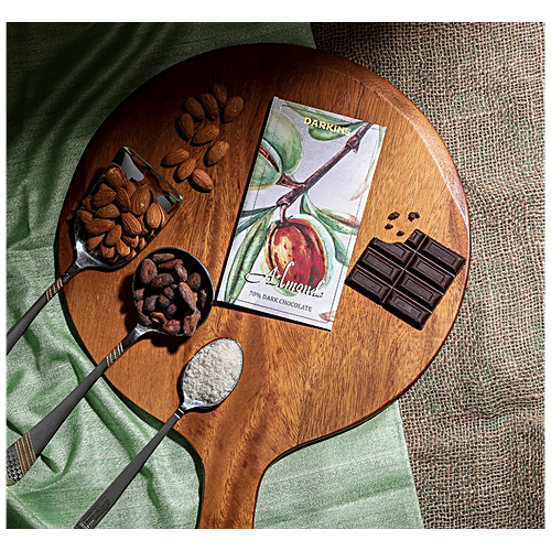 Darkins 70% Artisanal Dark Chocolate With Roasted Almonds, 50 g  Smooth Dark Chocolate
 Crunchy Roasted Almonds