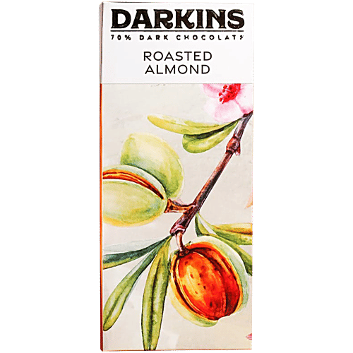 Darkins 70% Artisanal Dark Chocolate With Roasted Almonds, 50 g  Smooth Dark Chocolate
 Crunchy Roasted Almonds
