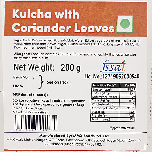 Fresho Kulcha With Coriander Leaves, 200 g (Pack of 4) 