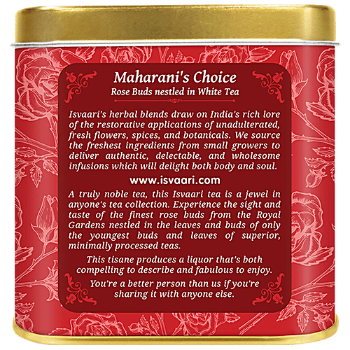 Isvaari Maharani's Choice Rose Buds Nestled White Delight Herbal Tea, 50 g  