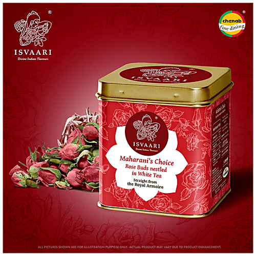 Isvaari Maharani's Choice Rose Buds Nestled White Delight Herbal Tea, 50 g  