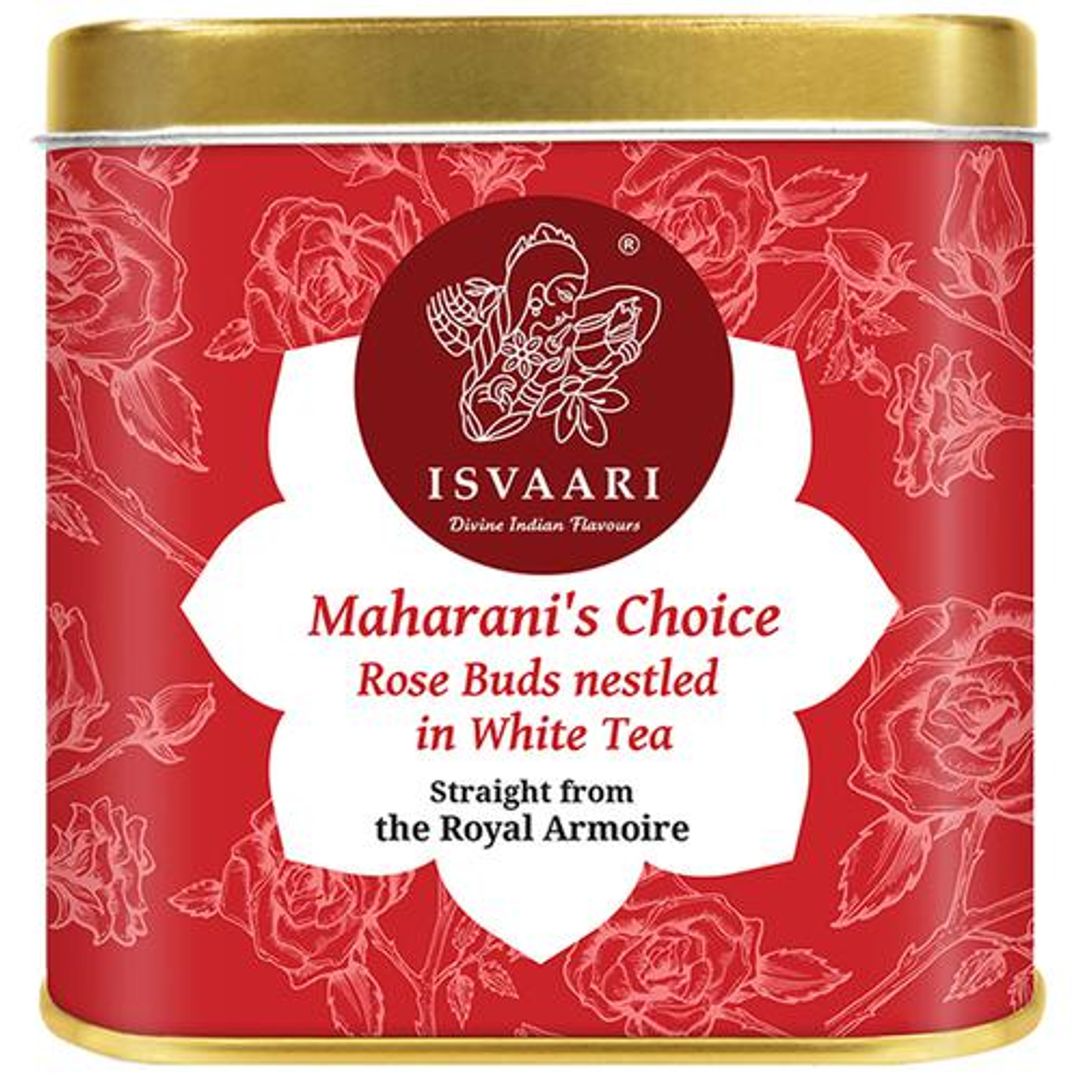 Isvaari Maharani's Choice Rose Buds Nestled White Delight Herbal Tea, 50 g 