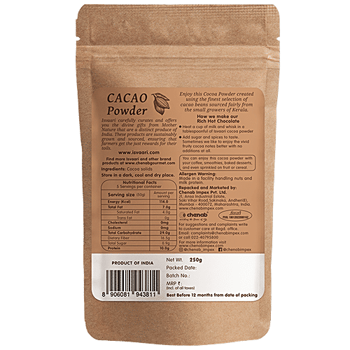 Isvaari Cocoa Powder - Non-Alkalised, 250 g  