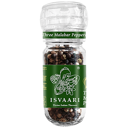 Buy Isvaari Fairtrade Malabar Three Peppercorns In Grinder Online at