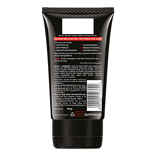 Garnier Men Acno Fight Anti-Pimple Face Wash, 150 g  