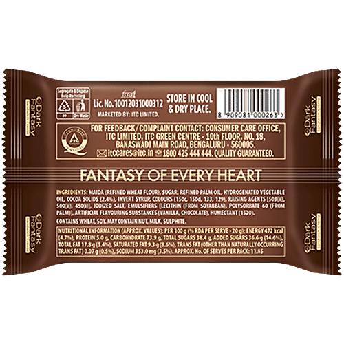 Sunfeast Dark Fantasy Dark Crunch With Choco Creme Sandwich Biscuits, 237 g (Pack of 3)