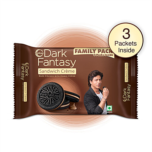 Sunfeast Dark Fantasy Dark Crunch With Choco Creme Sandwich Biscuits, 237 g (Pack of 3)