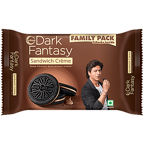 Sunfeast Dark Fantasy Dark Crunch With Choco Creme Sandwich Biscuits, 237 g (Pack of 3)