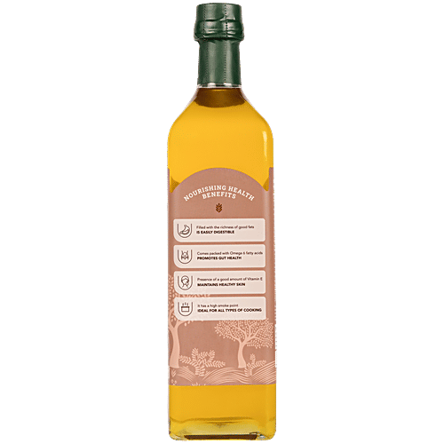 Anveshan Wood Cold Pressed Groundnut/Peanut Cooking Oil, 1 L Glass Bottle 