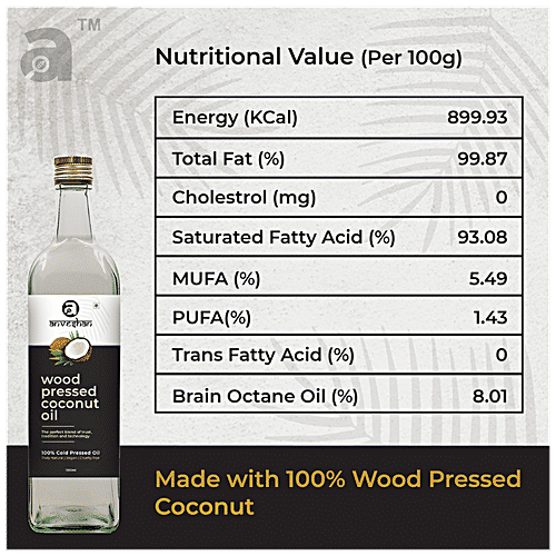 Buy Anveshan Wood Cold Pressed Coconut Cooking Oil For Hair & Massage