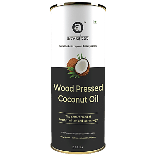 Buy Anveshan Wood Cold Pressed Coconut Cooking Oil For Hair & Massage