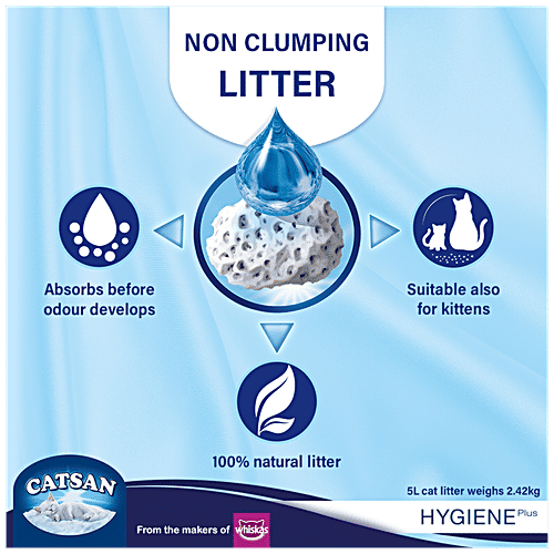 Catsan Hygiene Plus Non Clumping 100% Natural Cat Litter, 10 L