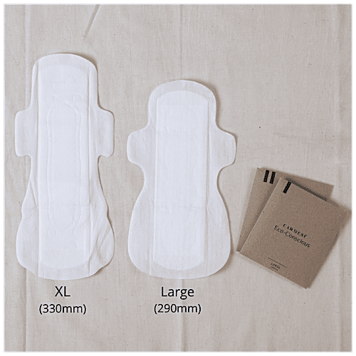 Carmesi Eco-Conscious Sanitary Pads For Rash-Free + Eco-Friendly Periods - Large, 30 pcs  