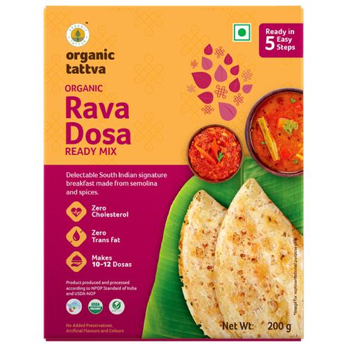 Organic Tattva Organic Rava Dosa Ready Mix, 200 g  Zero Cholesterol, Zero Trans Fat