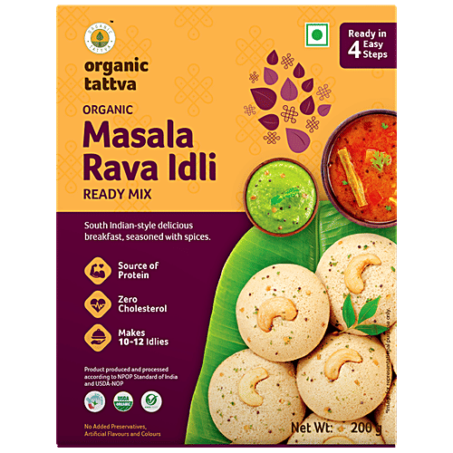 Organic Tattva Organic Masala Rava Idli Ready Mix, 200 g  