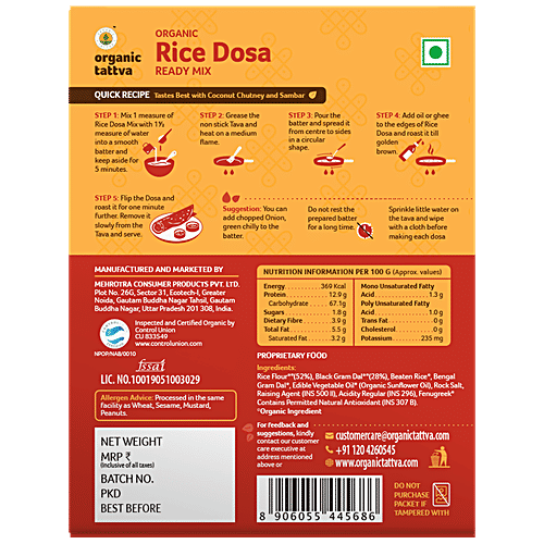 Organic Tattva Organic Rice Dosa Ready Mix, 200 g  