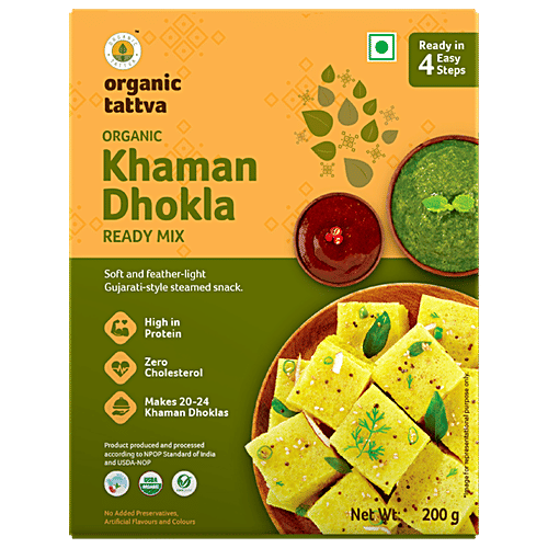 Organic Tattva Organic Khaman Dhokla Ready Mi, 200 g  High in Protein, Zero Cholesterol
