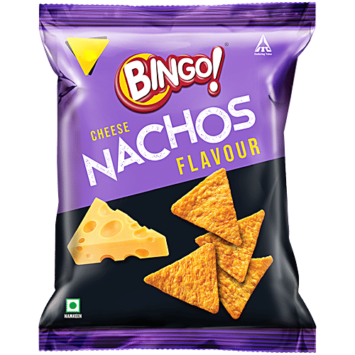 Bingo! Nachos - Cheese Flavour, 25 g  Thin & Crunchy Nacho Chips, Tasty Snack Made From Corn, Triangle Shaped Chips Infused With Cheesy Flavour