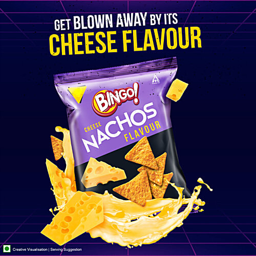 Bingo! Nachos - Cheese Flavour, 25 g  Thin & Crunchy Nacho Chips, Tasty Snack Made From Corn, Triangle Shaped Chips Infused With Cheesy Flavour