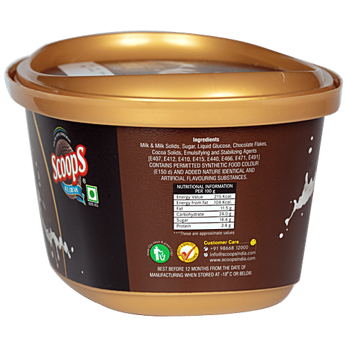 Scoops Belgium Dark Chocolate Ice Cream, 500 ml Tub 