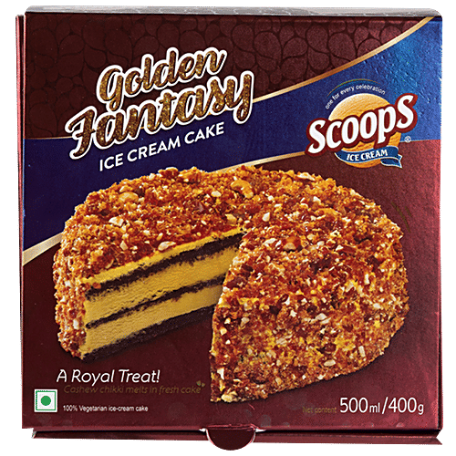 Scoops Golden Fantasy Ice Cream Cake - Royal Treat, 500 ml