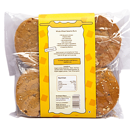 Paushtaa Whole Wheat Sesame Buns, 350 g  Nio Chemicals, No Preservatives