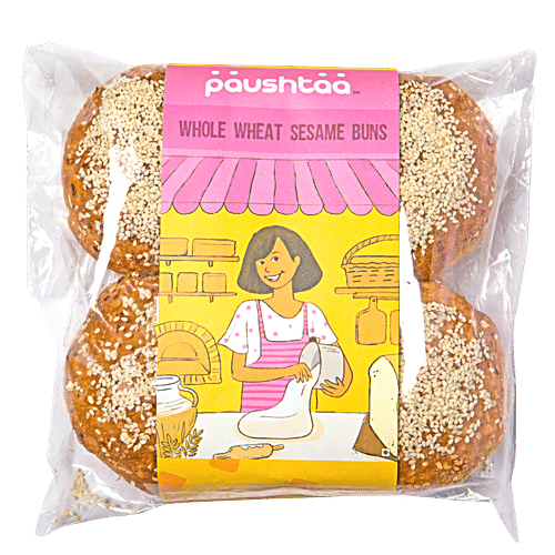 Paushtaa Whole Wheat Sesame Buns, 350 g  Nio Chemicals, No Preservatives
