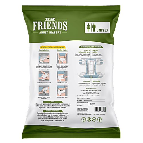 Friends Easy Adult Diaper, Extra Large, 2 pcs  