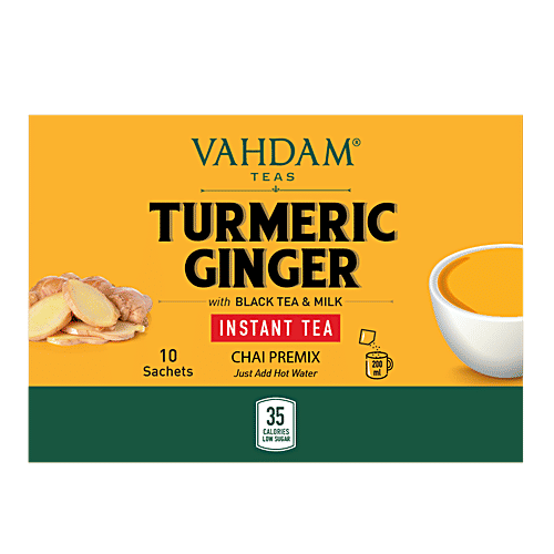 VAHDAM Instant Tea Premix - Turmeric Ginger, 80 g (10 Sachets x 8 g each) 