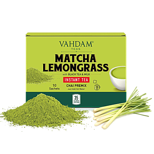 Buy Vahdam Matcha Lemongrass Instant Tea Premix Low Calorie, Healthy